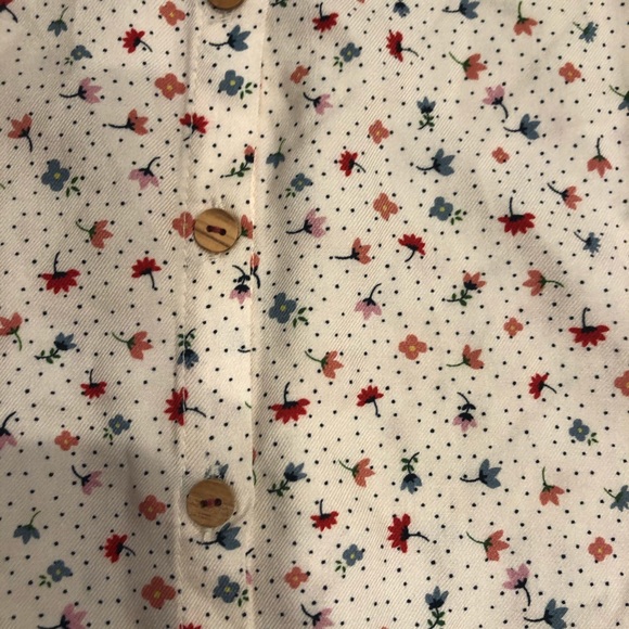 Zara Floral Button Down Shirt Ruffle Neck Girly - Picture 3 of 4